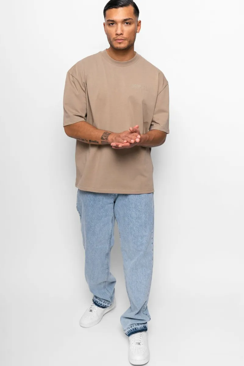 T-Shirt<Dropsize Heavy Oversize Hd Print T-Shirt Weathered Teak