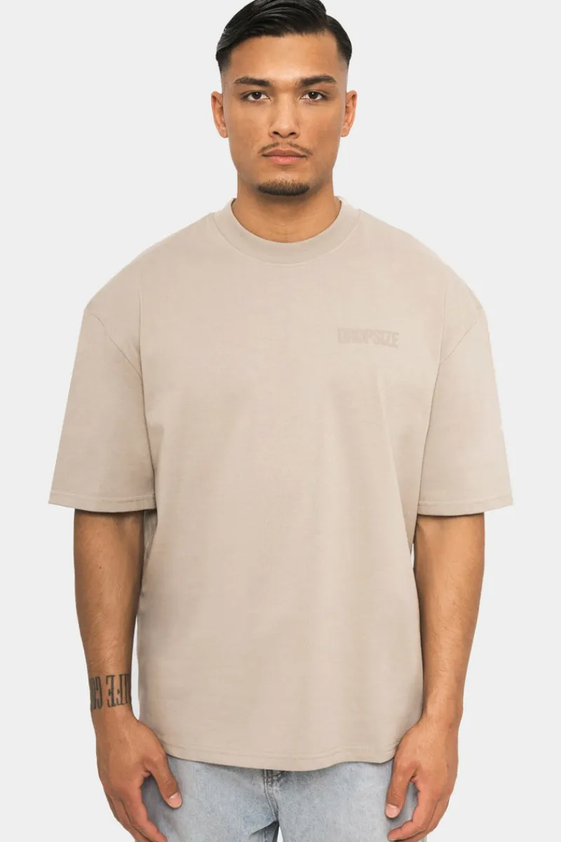 T-Shirt<Dropsize Heavy Oversize Hd Print T-Shirt Stone