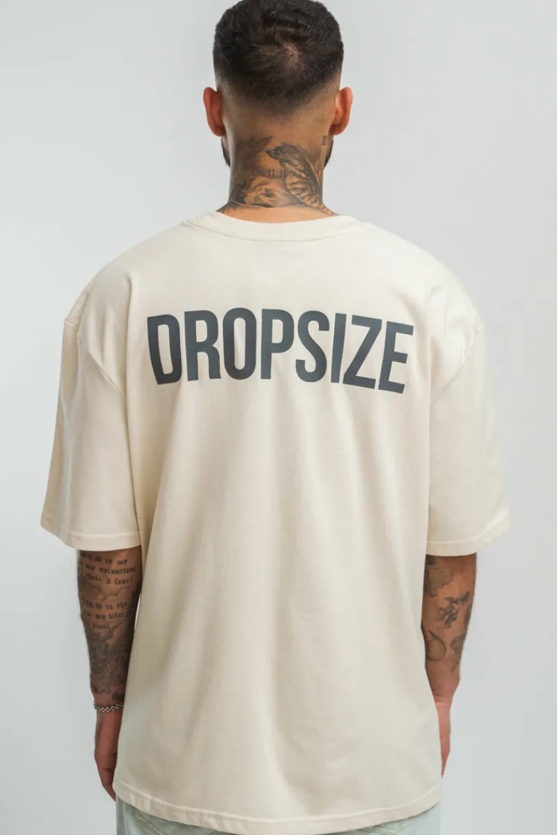 T-Shirt<Dropsize Heavy Oversize Hd Print T-Shirt Coconut/ Stone
