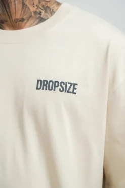 T-Shirt<Dropsize Heavy Oversize Hd Print T-Shirt Coconut/ Stone