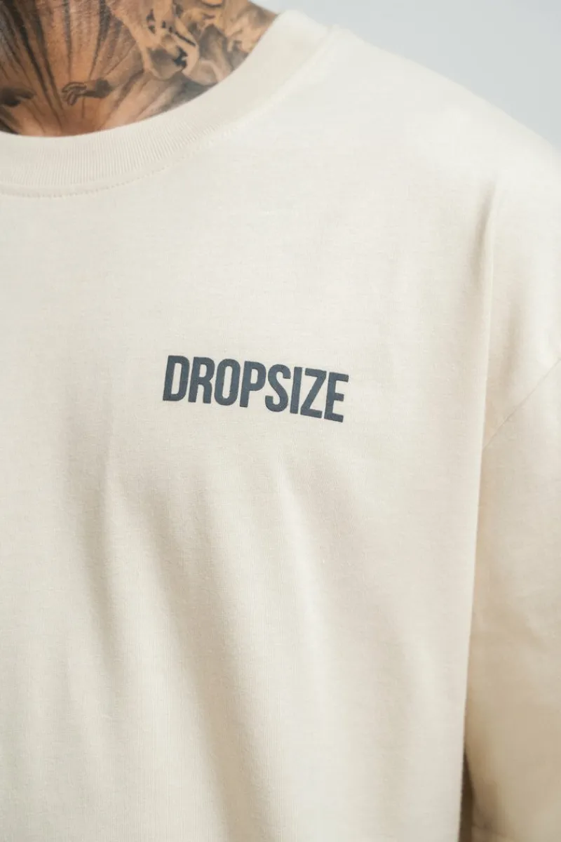 T-Shirt<Dropsize Heavy Oversize Hd Print T-Shirt Coconut/ Stone