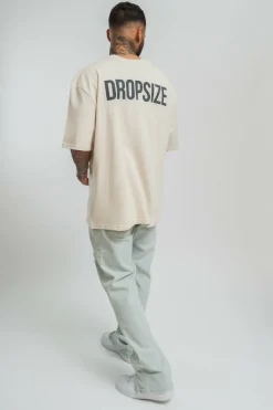 T-Shirt<Dropsize Heavy Oversize Hd Print T-Shirt Coconut/ Stone