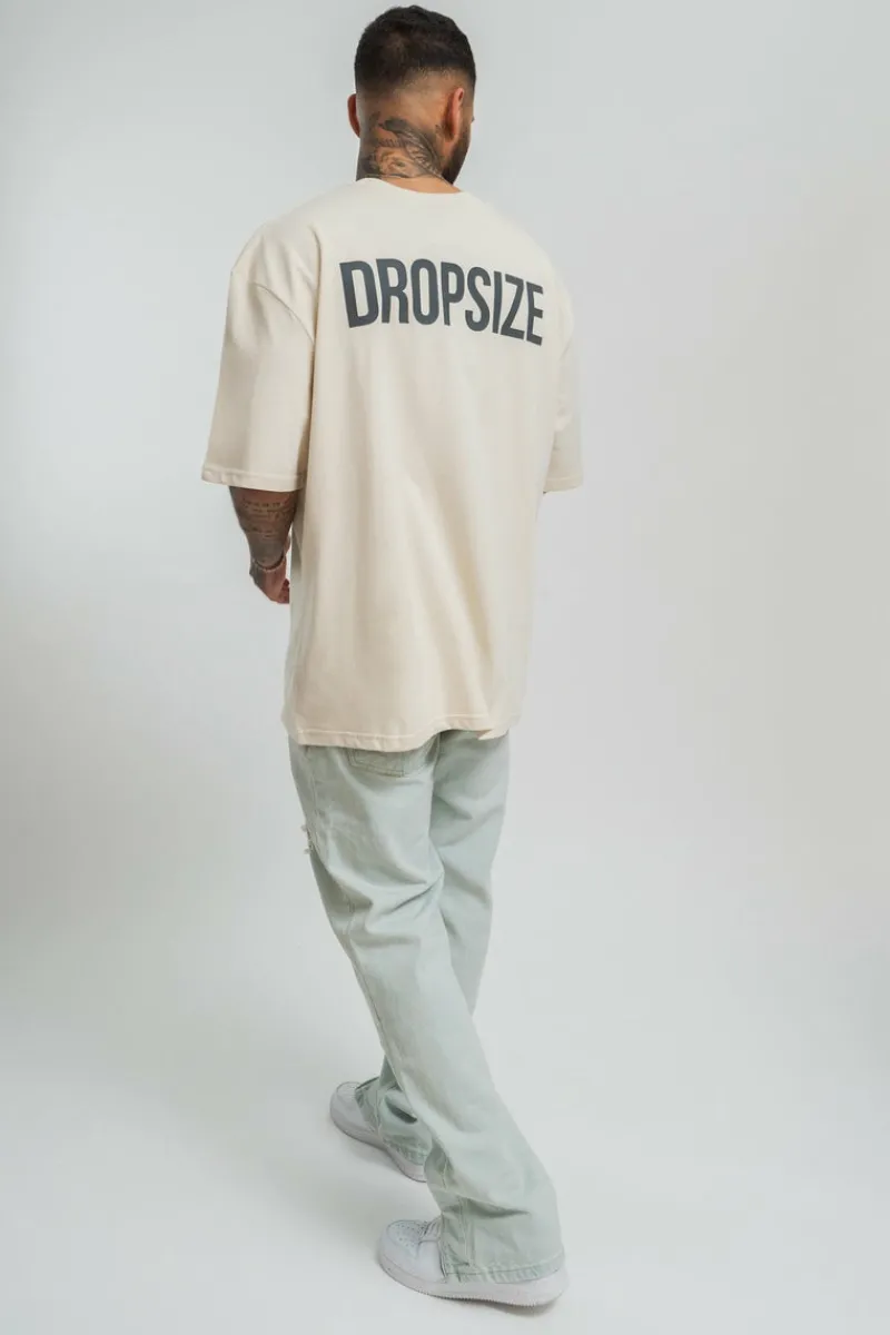 T-Shirt<Dropsize Heavy Oversize Hd Print T-Shirt Coconut/ Stone