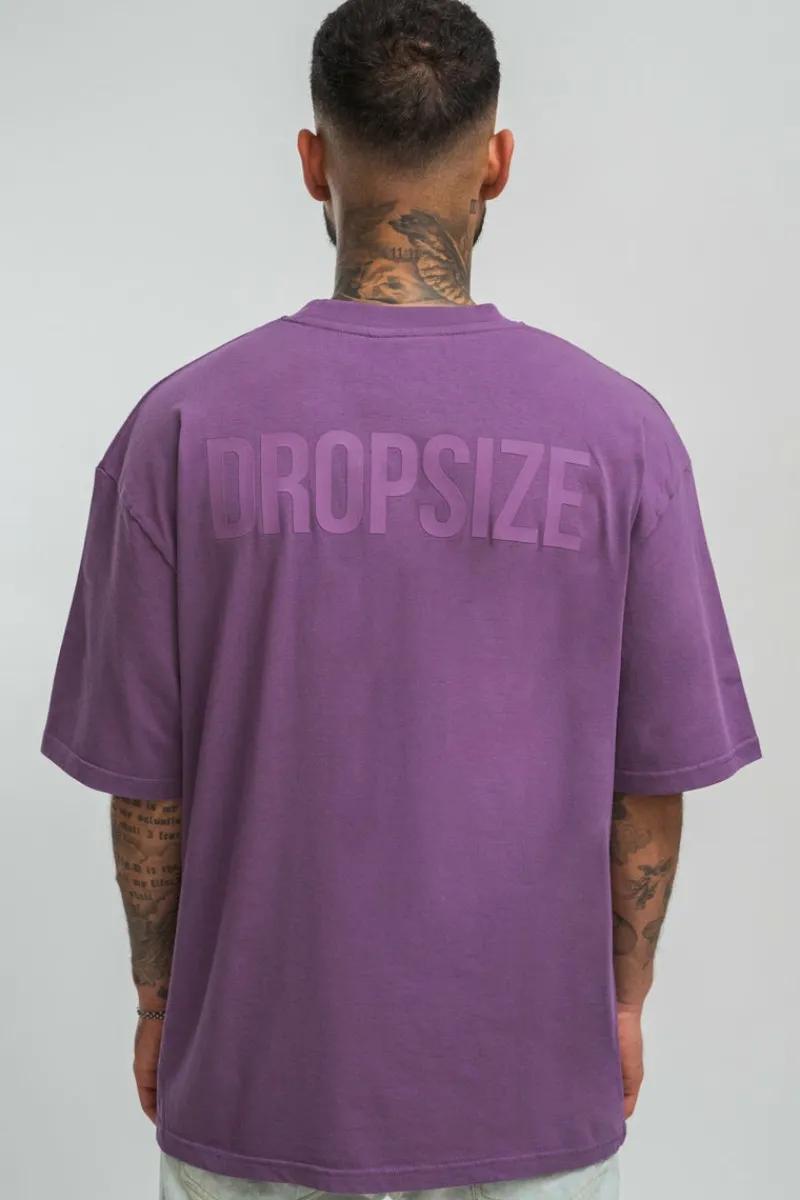 T-Shirt<Dropsize Heavy Oversize Hd Print T-Shirt Washed Purple