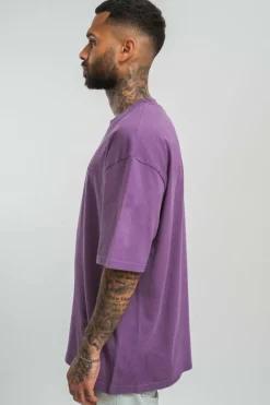 T-Shirt<Dropsize Heavy Oversize Hd Print T-Shirt Washed Purple