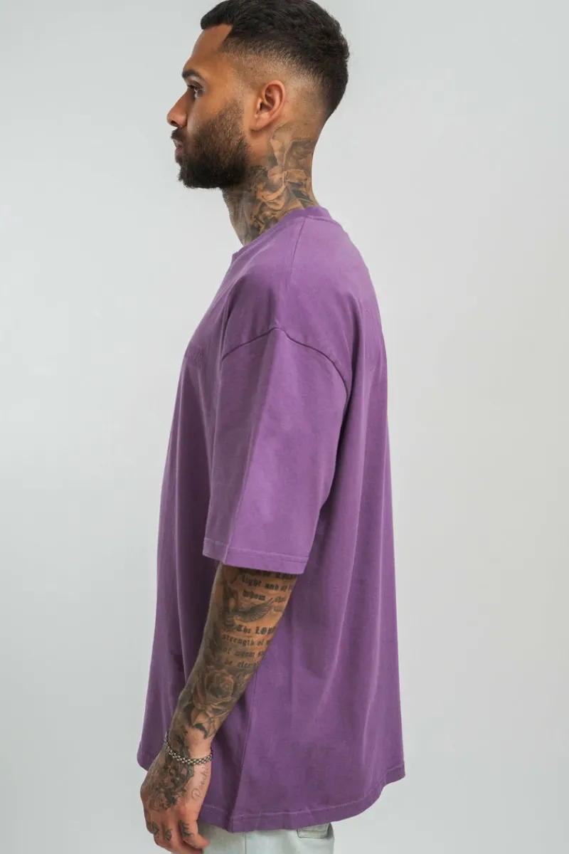 T-Shirt<Dropsize Heavy Oversize Hd Print T-Shirt Washed Purple