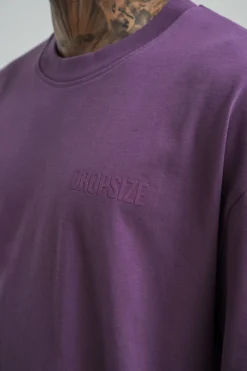 T-Shirt<Dropsize Heavy Oversize Hd Print T-Shirt Washed Purple