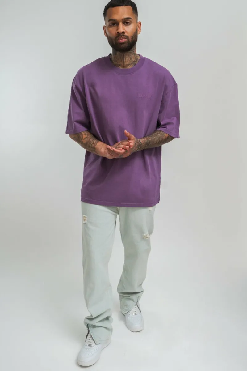 T-Shirt<Dropsize Heavy Oversize Hd Print T-Shirt Washed Purple