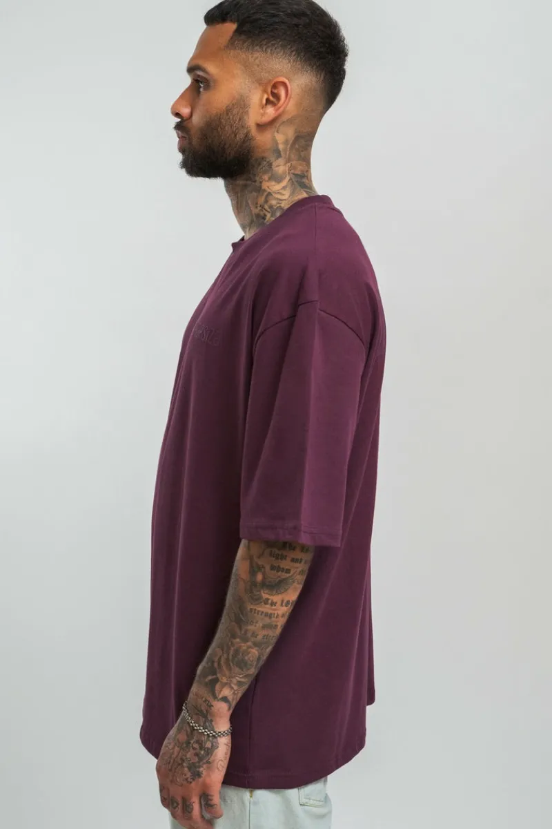 T-Shirt<Dropsize Heavy Oversize Hd Print T-Shirt Grape Wine