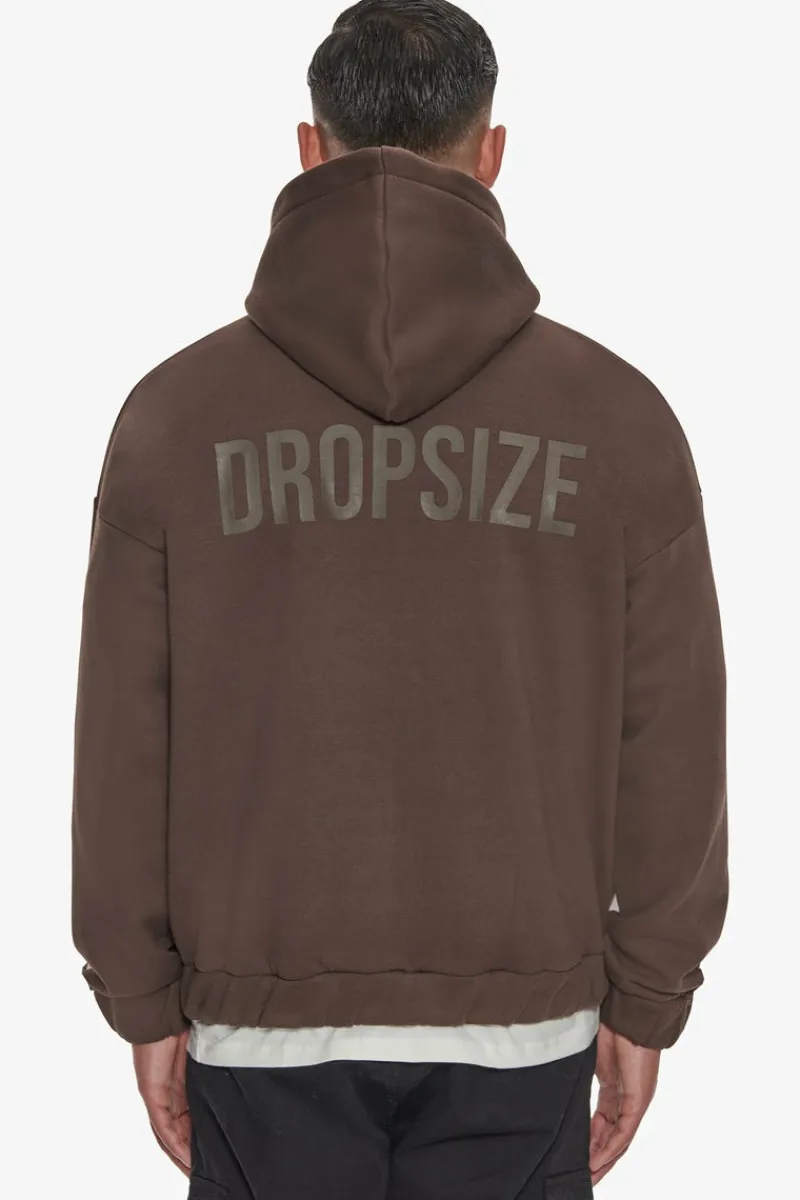 Zipper<Dropsize Heavy Oversize Hd Print Zip Hoodie Chocolate