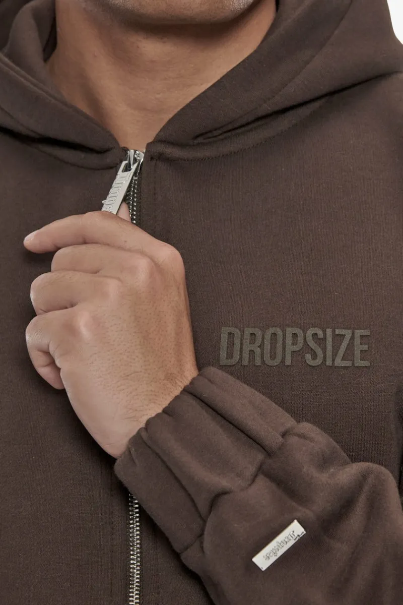 Zipper<Dropsize Heavy Oversize Hd Print Zip Hoodie Chocolate