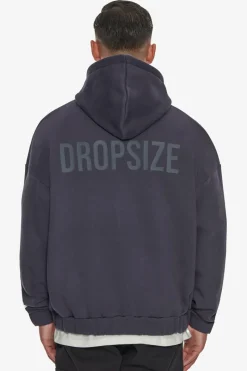 Zipper<Dropsize Heavy Oversize Hd Print Zip Hoodie Washed Navy