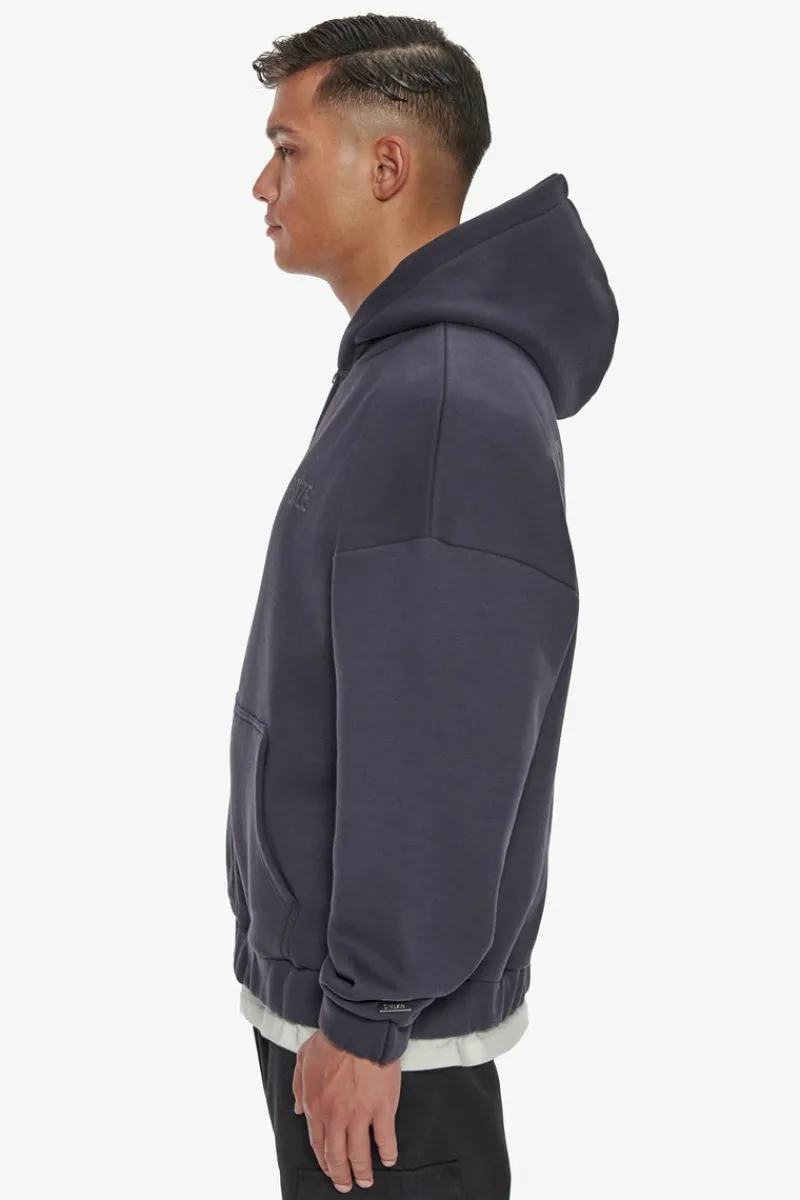 Zipper<Dropsize Heavy Oversize Hd Print Zip Hoodie Washed Navy