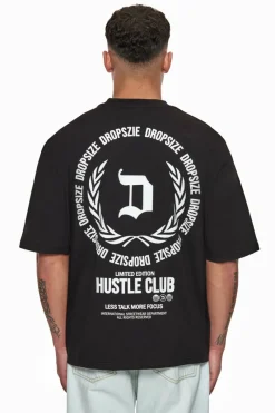 T-Shirt<Dropsize Heavy Oversize Hustle Club Circle T-Shirt Black