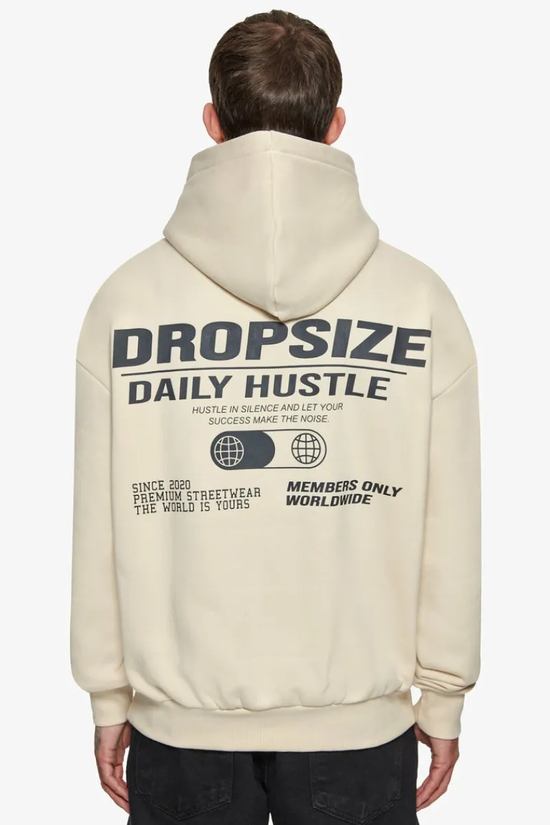 Hoodie<Dropsize Heavy Oversize Hustle In Silence Hoodie Coconut Milk / Grey