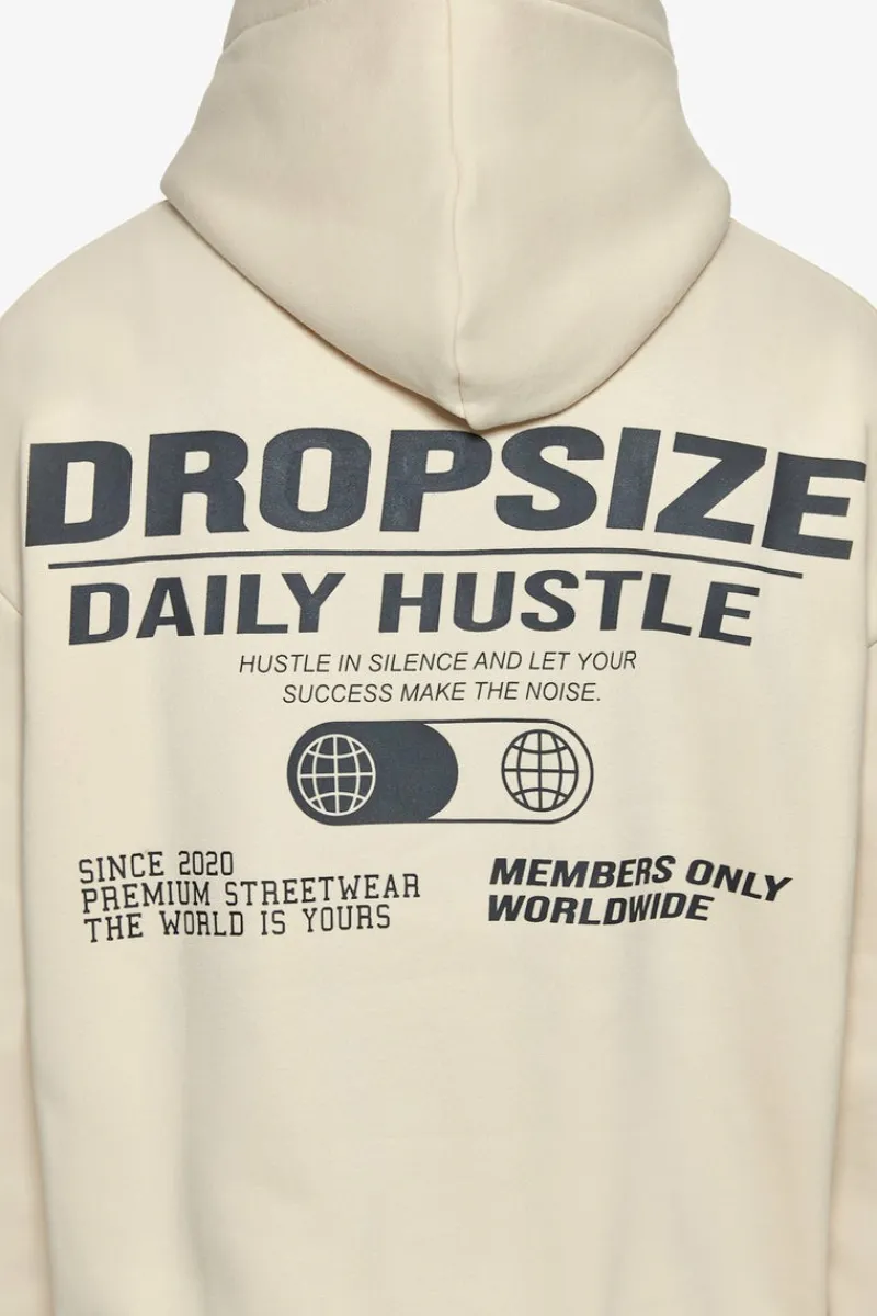 Hoodie<Dropsize Heavy Oversize Hustle In Silence Hoodie Coconut Milk / Grey