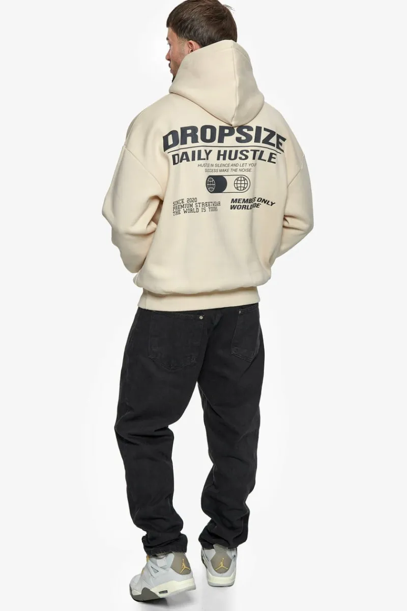 Hoodie<Dropsize Heavy Oversize Hustle In Silence Hoodie Coconut Milk / Grey
