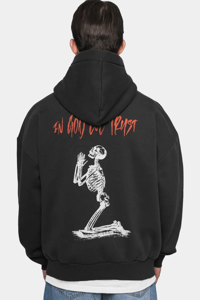 Hoodie<Dropsize Heavy Oversize In God We Trust Hoodie Washed Black