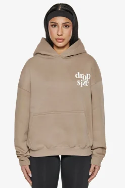 Frauen<Dropsize Heavy Oversize Ladies Letters Hoodie Silver Mink / White