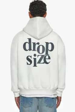 Hoodie<Dropsize Heavy Oversize Letters Hoodie Cream White / Steel Grey