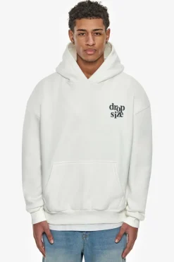 Hoodie<Dropsize Heavy Oversize Letters Hoodie Cream White / Steel Grey