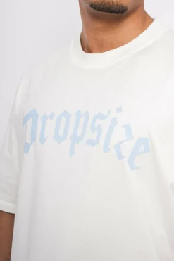 T-Shirt<Dropsize Heavy Oversize Logo T-Shirt Cream White/ Baby Blue