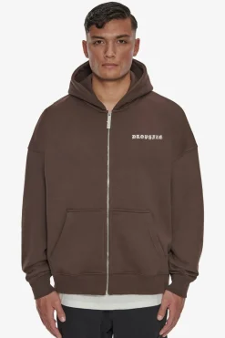 Zipper<Dropsize Heavy Oversize Logo Zip Hoodie Chocolate