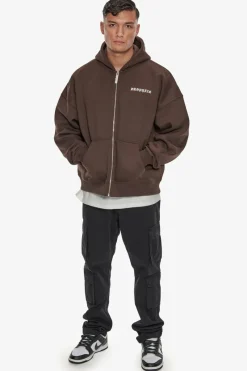 Zipper<Dropsize Heavy Oversize Logo Zip Hoodie Chocolate