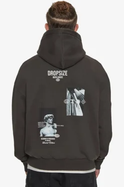Hoodie<Dropsize Heavy Oversize Marble Worldwide Hoodie Washed Black