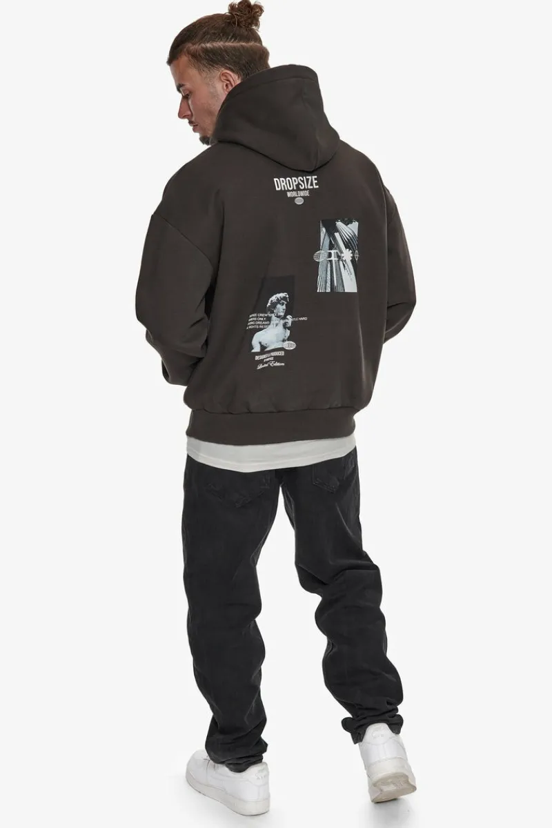 Hoodie<Dropsize Heavy Oversize Marble Worldwide Hoodie Washed Black
