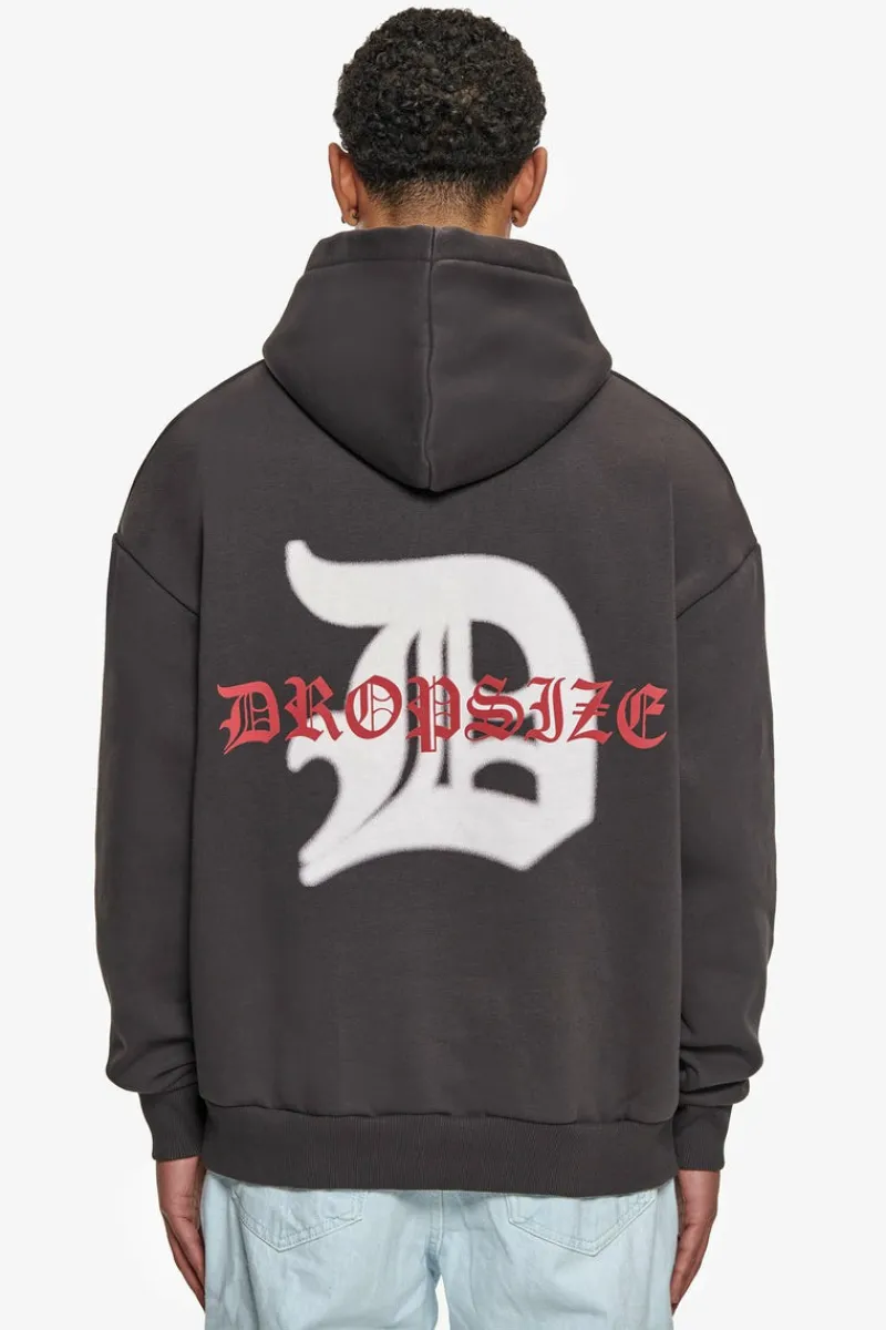 Hoodie<Dropsize Heavy Oversize Mid Logo Hoodie Washed Black