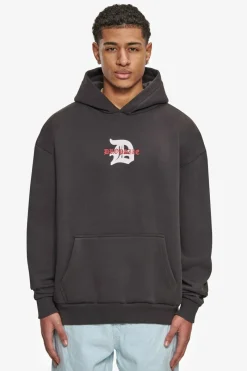 Hoodie<Dropsize Heavy Oversize Mid Logo Hoodie Washed Black