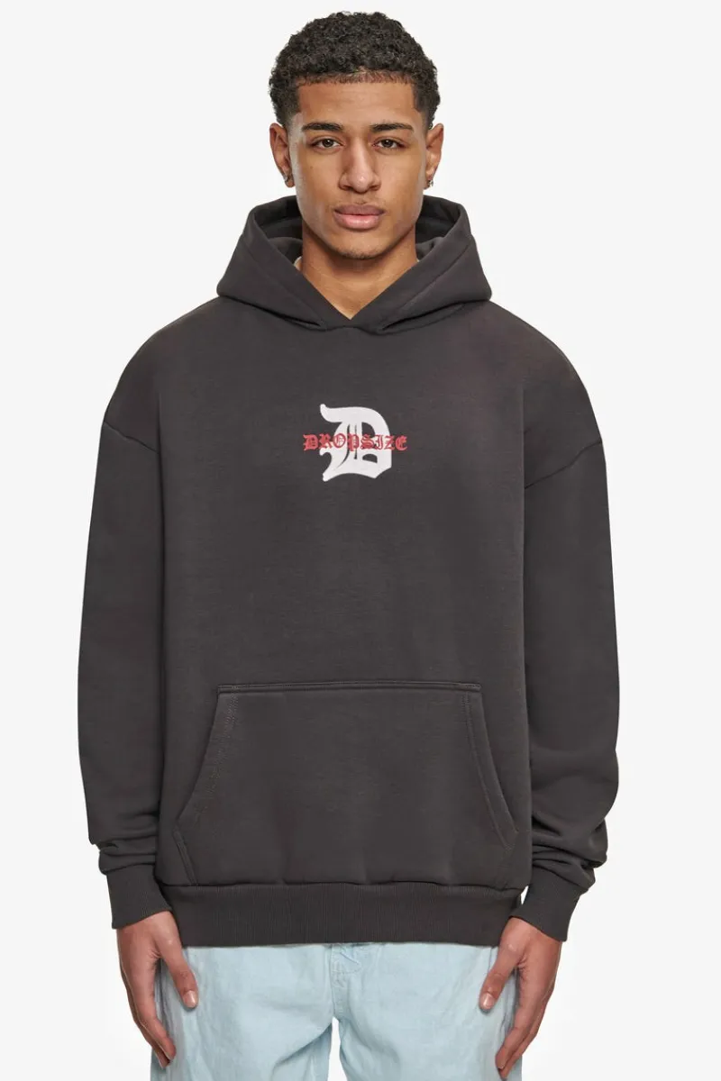 Hoodie<Dropsize Heavy Oversize Mid Logo Hoodie Washed Black