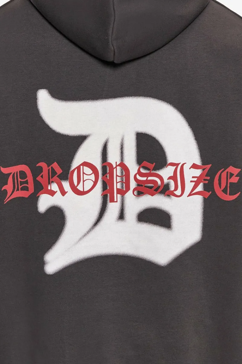 Hoodie<Dropsize Heavy Oversize Mid Logo Hoodie Washed Black