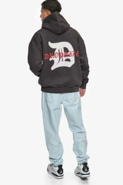 Hoodie<Dropsize Heavy Oversize Mid Logo Hoodie Washed Black