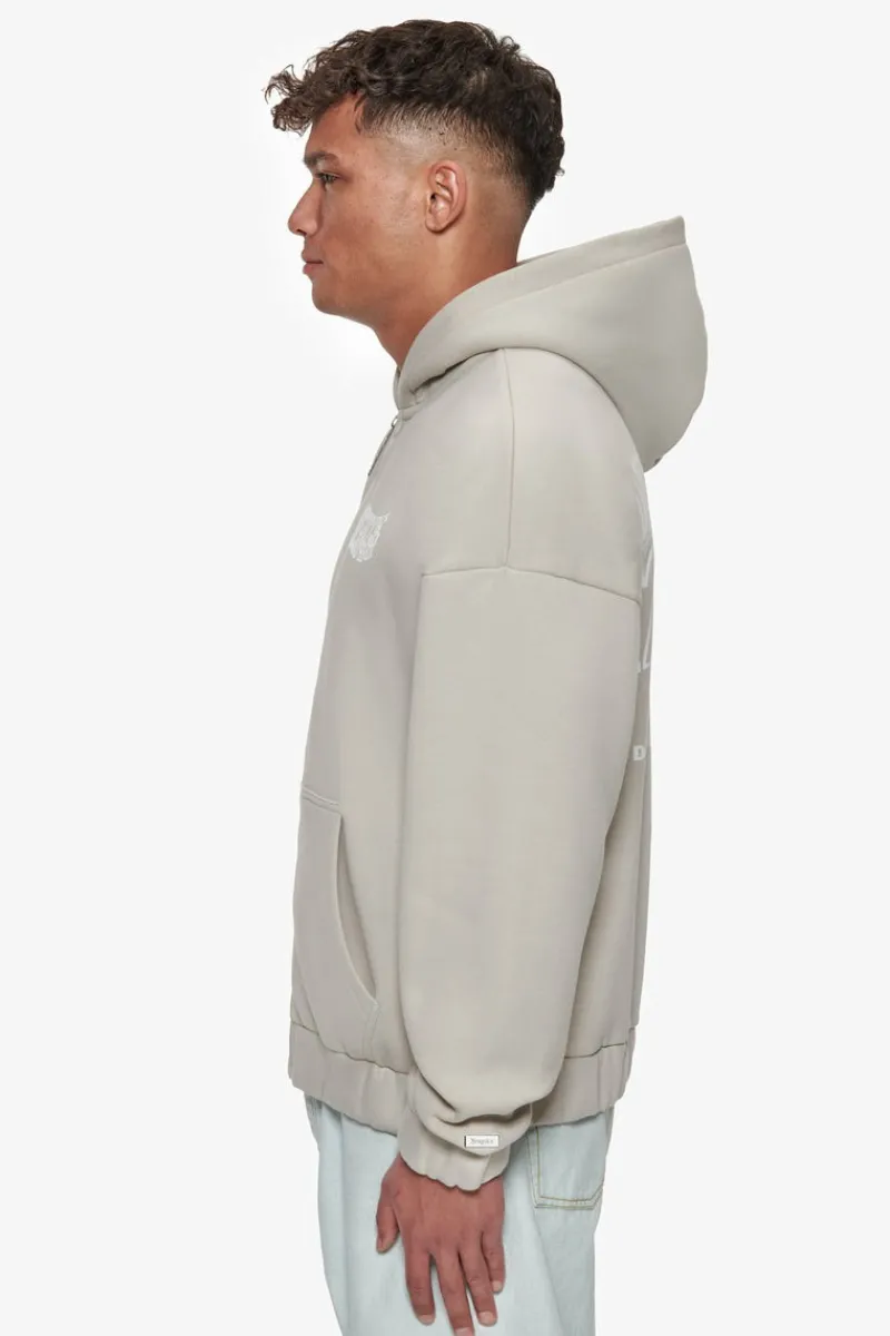Zipper<Dropsize Heavy Oversize Mirrored Logo Zip-Hoodie Stone