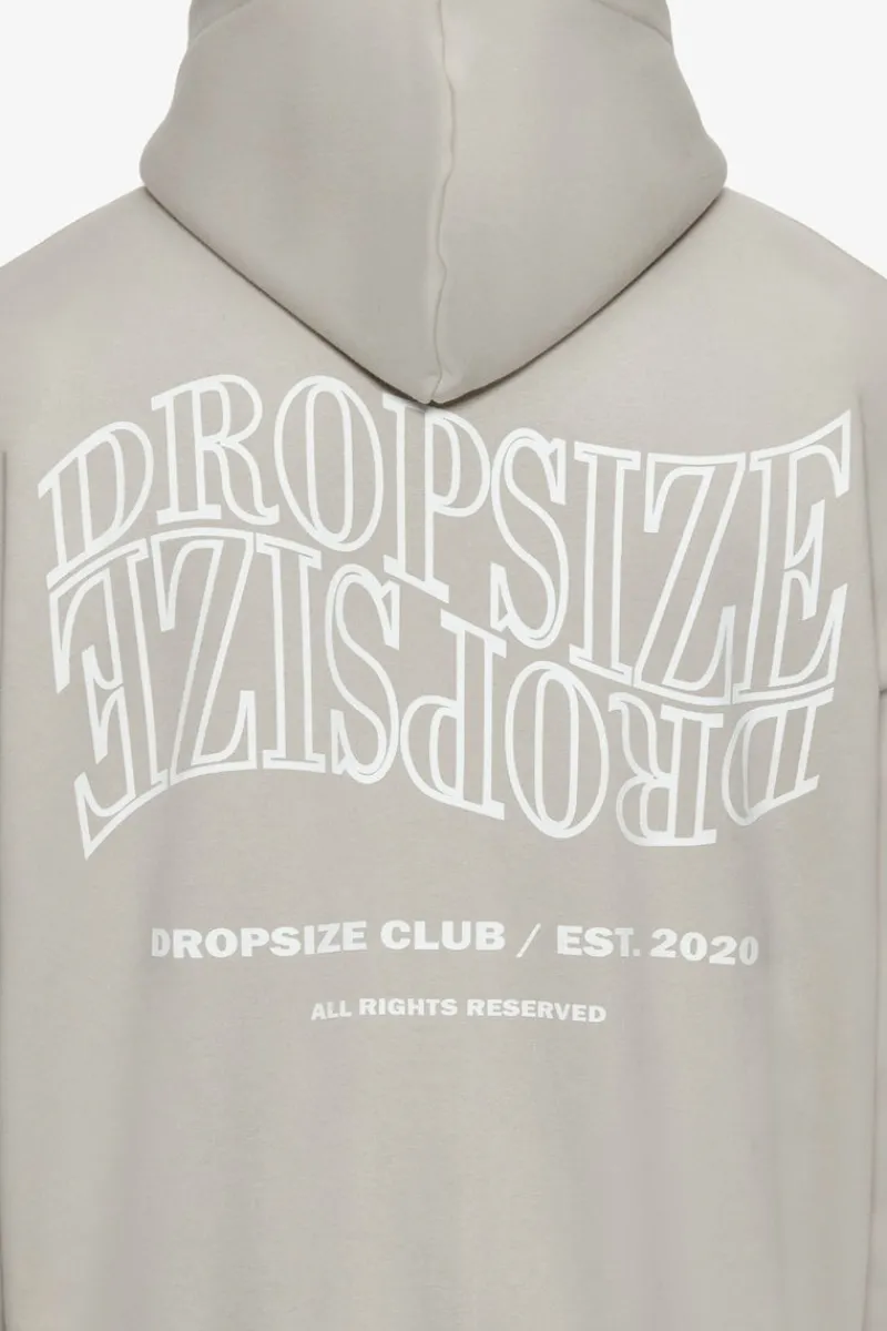 Zipper<Dropsize Heavy Oversize Mirrored Logo Zip-Hoodie Stone