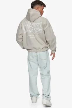 Zipper<Dropsize Heavy Oversize Mirrored Logo Zip-Hoodie Stone