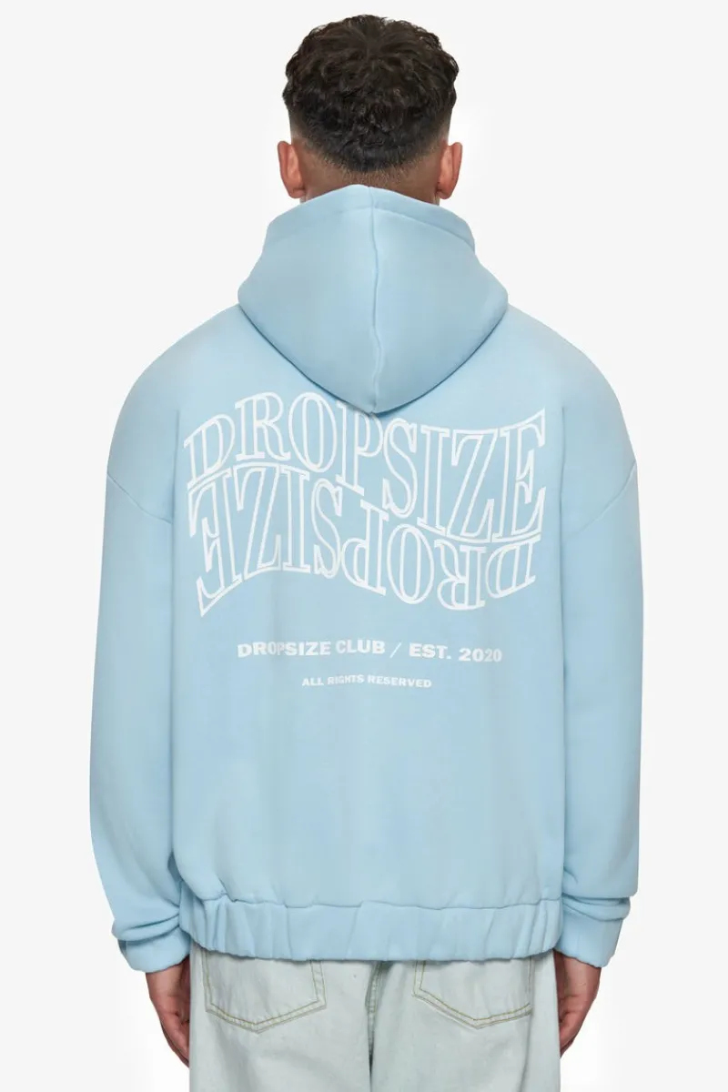 Zipper<Dropsize Heavy Oversize Mirrored Logo Zip-Hoodie Baby Blue