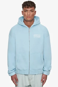 Zipper<Dropsize Heavy Oversize Mirrored Logo Zip-Hoodie Baby Blue