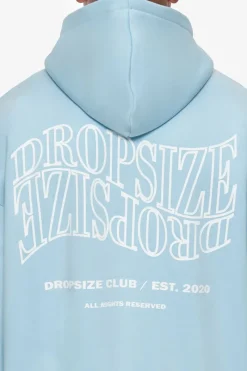 Zipper<Dropsize Heavy Oversize Mirrored Logo Zip-Hoodie Baby Blue