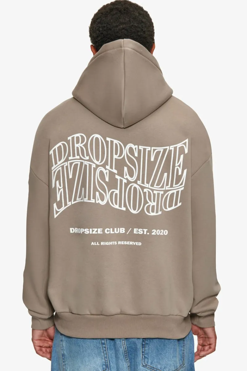 Hoodie<Dropsize Heavy Oversize Mirrored Logo Hoodie Simply Taupe
