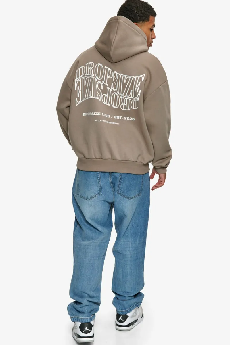 Hoodie<Dropsize Heavy Oversize Mirrored Logo Hoodie Simply Taupe
