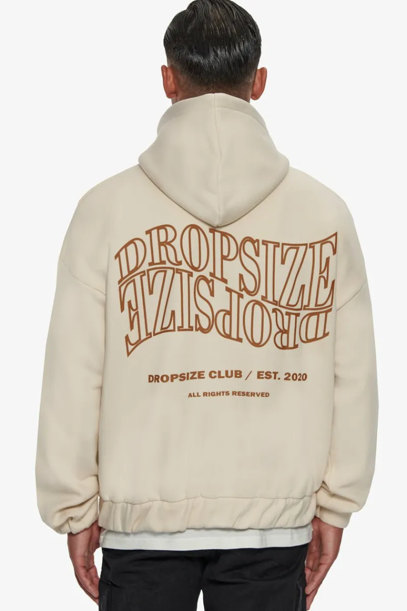 Zipper<Dropsize Heavy Oversize Mirrored Logo Zip-Hoodie Coconut Milk