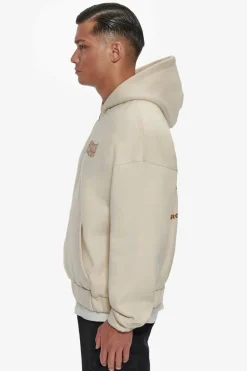 Zipper<Dropsize Heavy Oversize Mirrored Logo Zip-Hoodie Coconut Milk