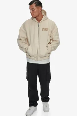 Zipper<Dropsize Heavy Oversize Mirrored Logo Zip-Hoodie Coconut Milk