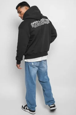 Hoodie<Dropsize Heavy Oversize ''Open Casting'' Hoodie Washed Black