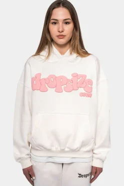 Frauen<Dropsize Heavy Oversize Pink Puffer Print Hoodie Cream White