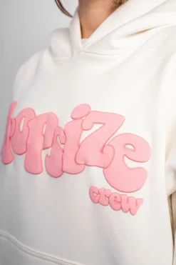 Frauen<Dropsize Heavy Oversize Pink Puffer Print Hoodie Cream White