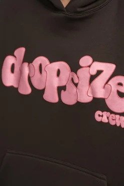 Frauen<Dropsize Heavy Oversize Pink Puffer Print Hoodie Chocolate Brown